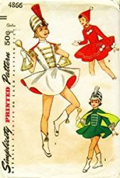 4866  SIMPLICITY 1960s GIRL MAJORETTE, DRUM, SKATE DRESS  HAT PATTERN 10